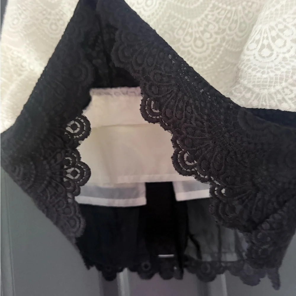 NWT J. Crew White and Black Lace Color Block Pencil Skirt